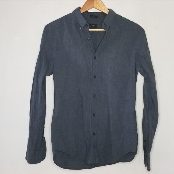 J Crew black label slim mens size medium gray long sleeve buttondown dress shirt - Picture 1 of 5